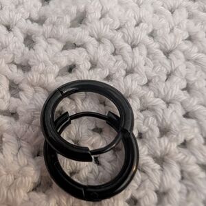 Black Hoop Earrings - Classic Everyday Huggies